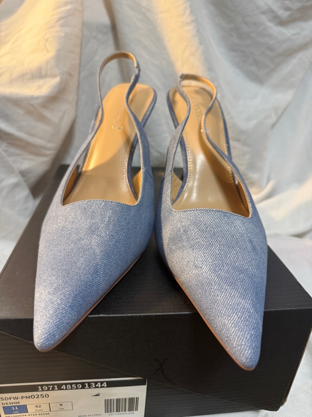 Blue Slingback Wedge Pumps - Women's Fashion Heel - Picture 2 of 4